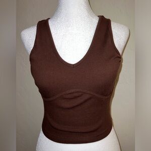 Brown ribbed tank top